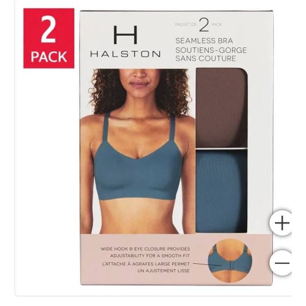 Halston Seamless Bra 2-Pack L/G Size in Neutral Colors