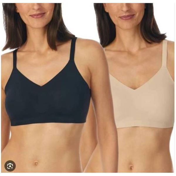 Halston XL/2-Pack Seamless Bras in Black and Nude Colors