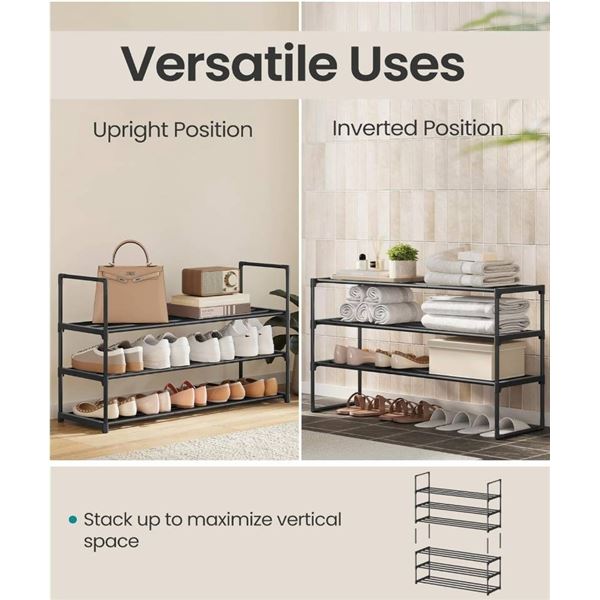 Songmics Shoe Rack, 3-Tier, Black, Model LSA303B02