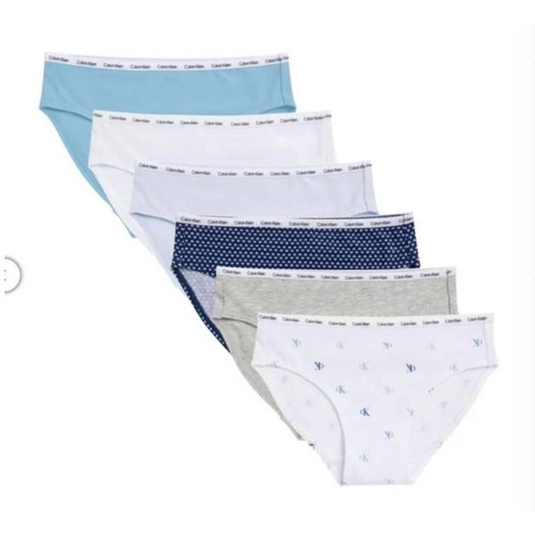 Calvin Klein Girls’ Underwear – 7 Bikini Pack, Size M/M 7/8, Cotton Stretch