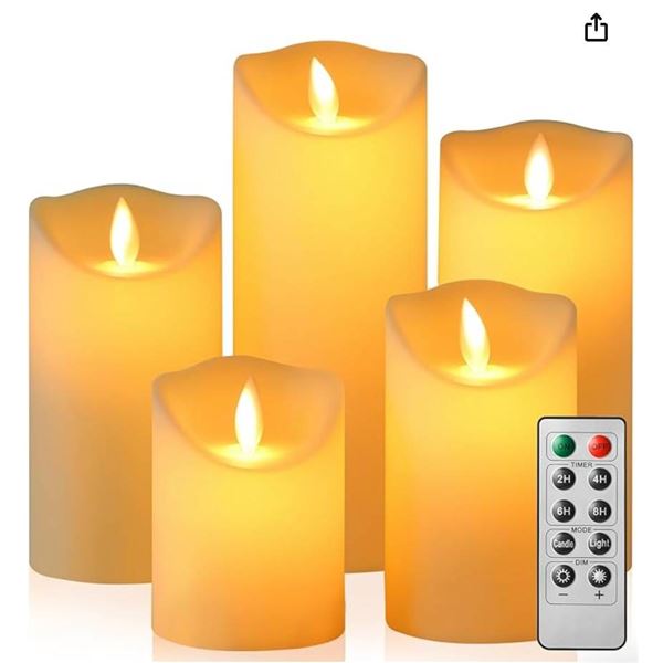 Liomus Flickering Flameless LED Candles with Remote Control 5 Pack