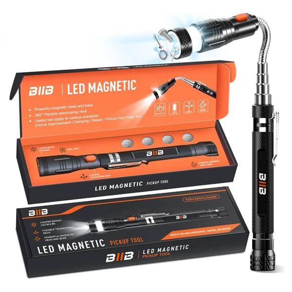 BIB LED Magnetic Pickup Tool with Extendable Flex Design