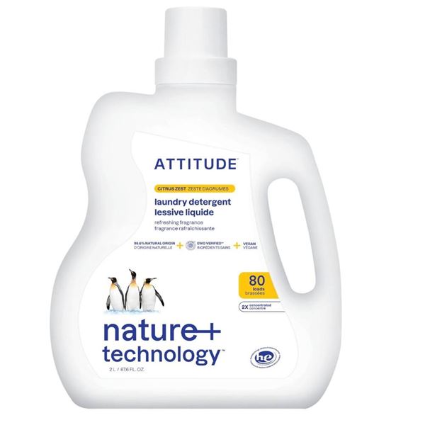Attitude 2L Laundry Detergent Citrus Zest Fragrance – 80 Loads