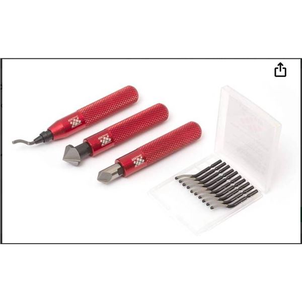 AFA Tooling Deburring Tool with 10 High-Speed Steel Rotary Burr Removal Blades and 2 Countersink Han