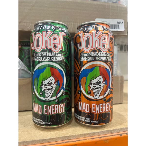 Lot of 2 Joker Mad Energy Drinks – Cherry Limeade and Tropical Mango (12 x 473ml Each)