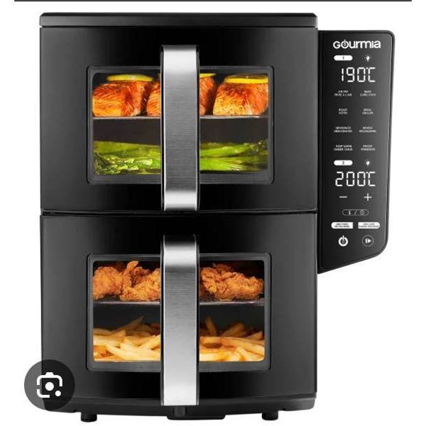 Gourmia 4-Dish Dual Basket Air Fryer, 10.4L Capacity