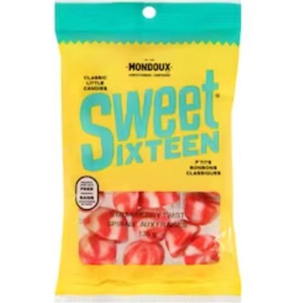 Mondoux Sweet Sixteen Strawberry Twist Candies 4x(6x135g), 24 total in lot