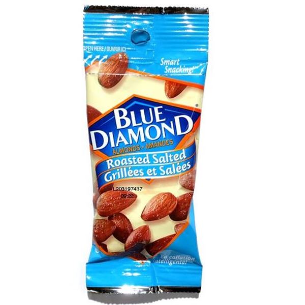 Lot of 3 – Blue Diamond Roasted Salted Almonds, Each pack is 18 x 23 g Pouches