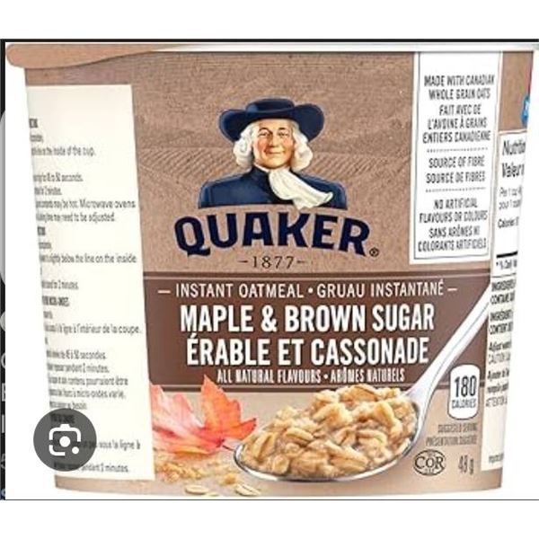 Quaker Instant Oatmeal Maple & Brown Sugar and Apple & Cinnamon, 2 Cases of 12 Single-Serve Cups
