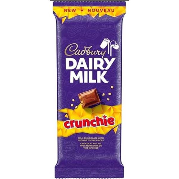 Cadbury Dairy Milk Crunchie Chocolate Bar Lot of 12 (90g Each)