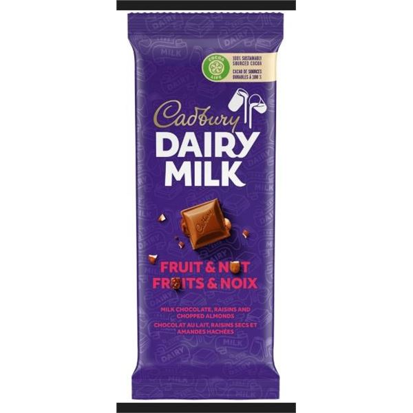 Lot of 12 Cadbury Dairy Milk Fruit & Nut Bars, 90g Each