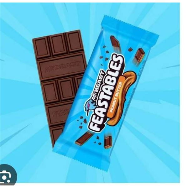 MrBeast Feastables Peanut Butter Chocolate Bars, 10 Bars x 60g