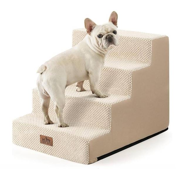 Cozy Kiss Dog Stairs for Small Pets, 4 Tier Wider Pet Stairs for Couch and Beds,Non-Slip Pet Steps, 