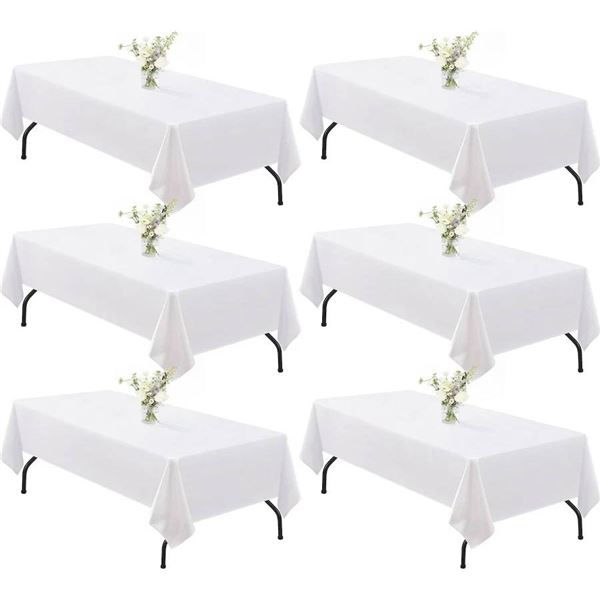 6-Pack White Tablecloth Set for Party, Dining, and Banquet Use
