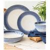 Image 1 : 15-Piece Ceramic Dinnerware Set with Blue and Gold Pattern