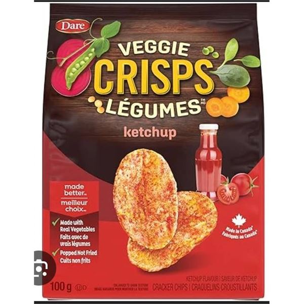 Dans Veggie Crisps Legumes Ketchup Flavor 100 g Bags, Lot of 12