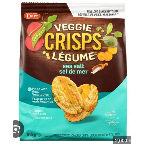Dare Veggie Crisps Sea Salt Les Legumes – 12 x 100g Bags
