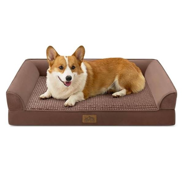 Cozy Kiss Orthopedic Dog Bed, U Shape, 7.5 Inches, Brown