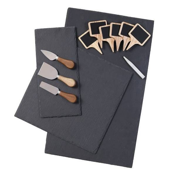 BirdRock Home 13-Piece Slate Serving Set with Knives and Markers