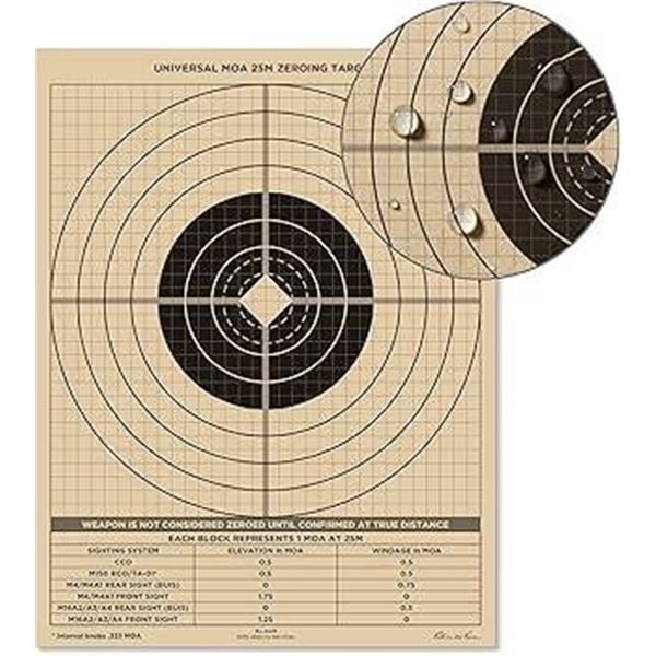 Rite in the Rain All-Weather 25 Meter Zeroing Targets, 100 Sheets