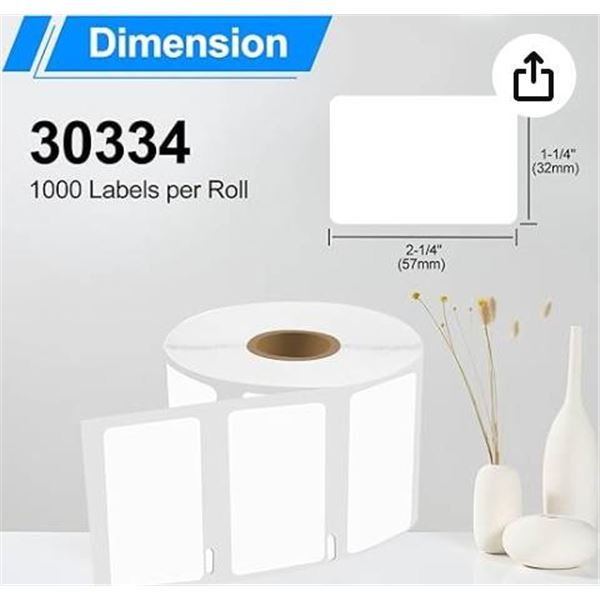 Lot of 10 LabelIX Inc. Dymo Compatible 30334 2-1/4″ x 1-1/4″ Labels, 1000/Roll
