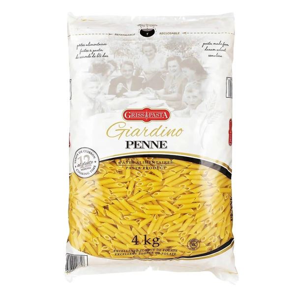 Gruppa Pasta Giardino Penne Pasta 4kg Bag