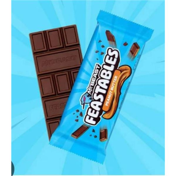 MrBeast Feastables Peanut Butter Chocolate Bars, 10 x 60g