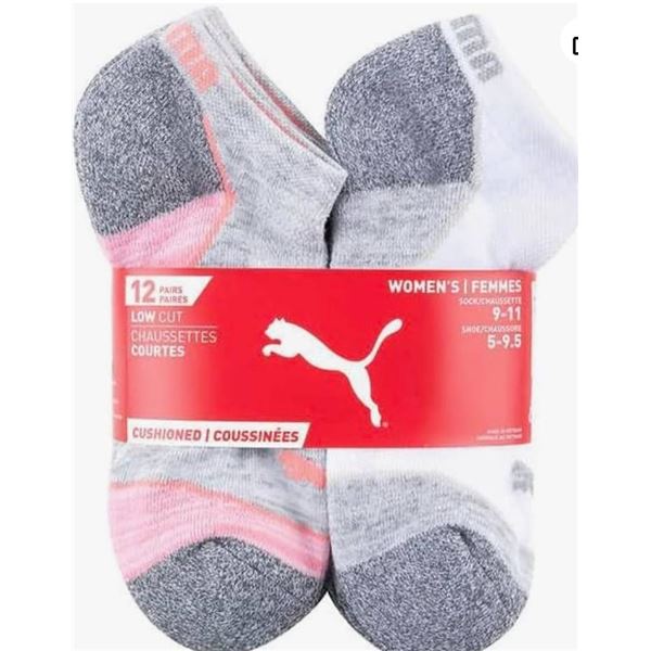 2 Packs of Puma Women’s Cushioned Low Cut Socks (12 Pairs Each) Assorted Colors