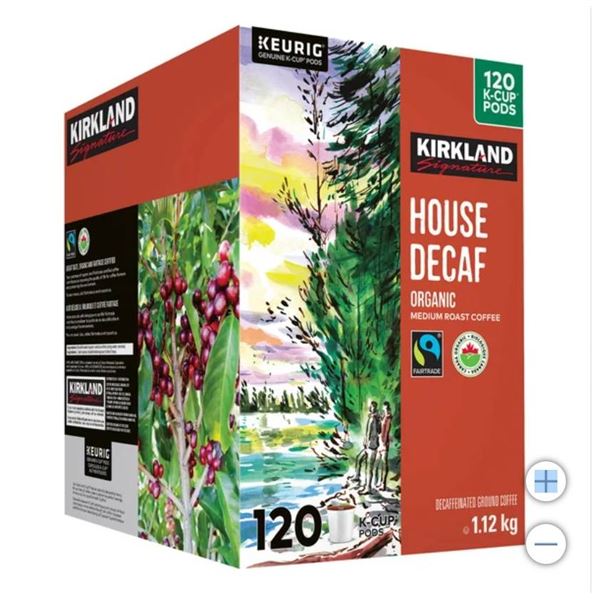 Kirkland Signature House Decaf Coffee, Organic, Medium Roast, 120 Capsules