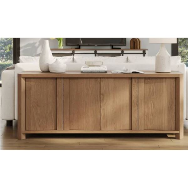 Four-Door Wooden Accent Cabinet With Adjustable Shelves, Approx 18 x 30 x 75 Inches