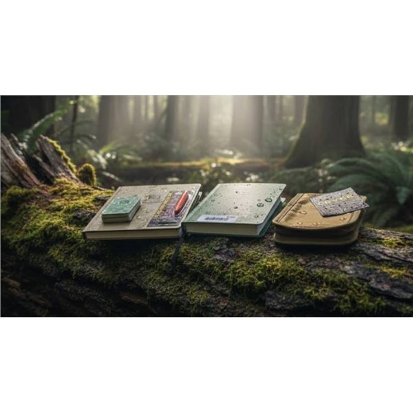 Lot of Rite in the Rain All-Weather Field Binder, Universal Notebook, Cover, Bullet Pen, and Notepad
