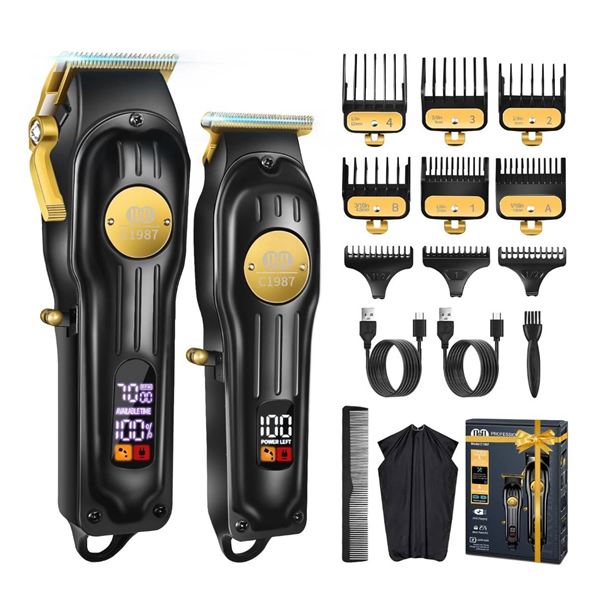 CIICII Mens Hair Clippers and Trimmers Set, Professional Cordless Barber Clippers for Hair Cutting K