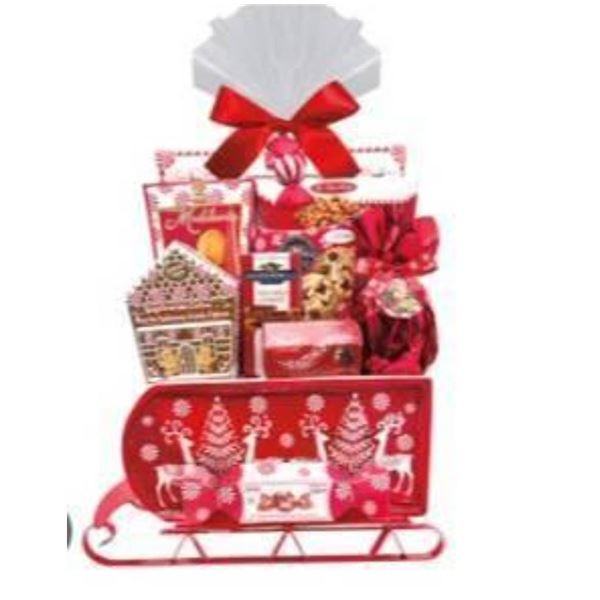 Winter Themed Red and White Ceramic Serving Tray with Holiday Treats