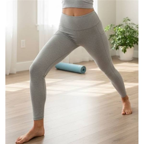 Gaiam XL High-Waist Grey Leggings Made in Cambodia