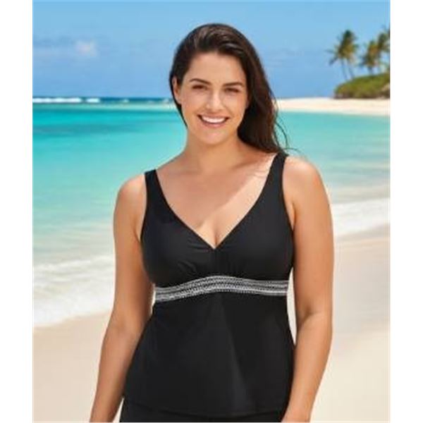 Christina Swimwear Women’s Black Tankini Top L/G Size with Design Detail