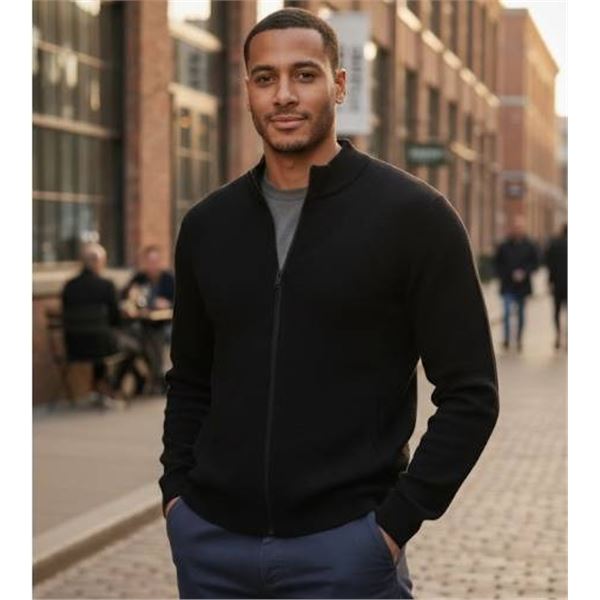 Robert Graham Men’s S/P Full-Zip Black Sweater