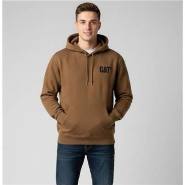 CAT M/M Brown Hoodie Sweatshirt with Logo, Made in Cambodia