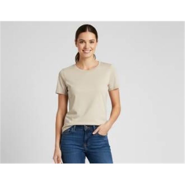 Tahari Women’s Beige Short Sleeve Top, Model 2914463, Nylon/Spandex, Size L/G