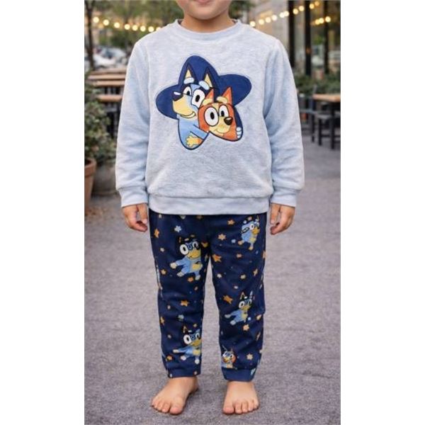 Children’s Long-Sleeve Shirt and Pants Set Featuring Cartoon Print