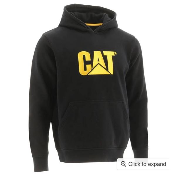 CAT Logo Black Hoodie, Size LG