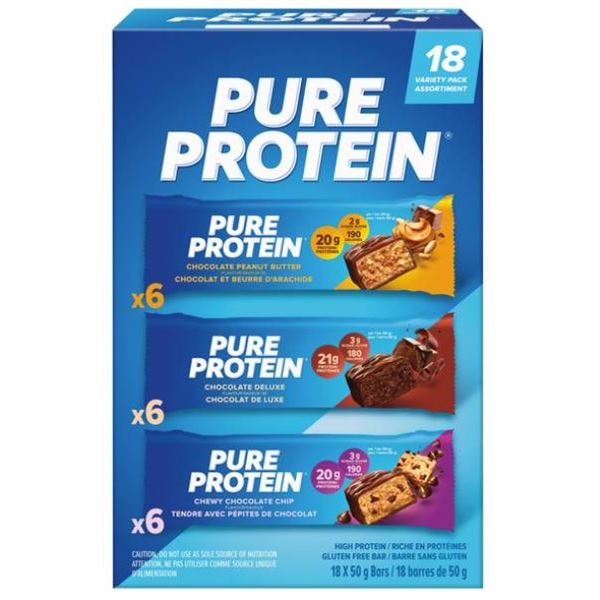 Pure Protein High Protein Bar Variety Pack, 18 Count