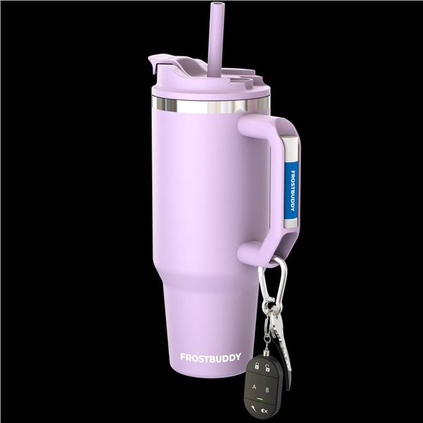 FrostBuddy THICC Buddy 40 oz Tumbler With Insulation and Straw, Pink With ChapStick Holder