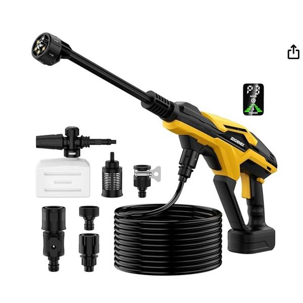 Zixdenex Cordless Pressure Washer, 18-20V, 20V Max, 4.0Ah, 800 PSI