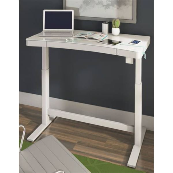 2ft x 4ft Adjustable Height Desk with White Top and Metal Frame