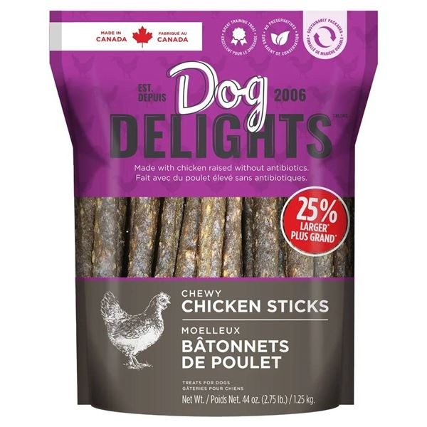 Dog Delights Chewy Chicken Sticks 44 oz (2.75 lb) Treats for Dogs