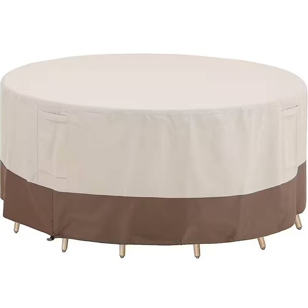 Patio Table Cover, Round, 78×28 Inches, Tan/Brown
