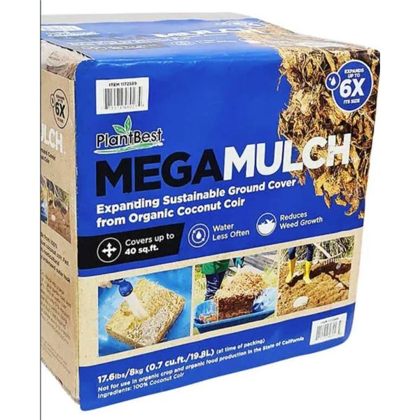 PlantaBest MegaMulch Sustainable Ground Cover, 0.7 cu. ft./19.8L, 17.6 lbs/8kg