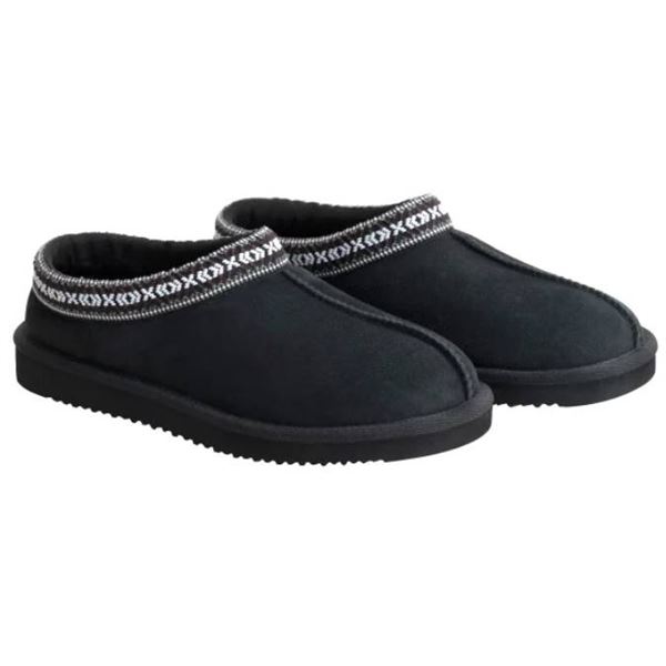Kirkland Unisex Shearling Slipper, Black, Men’s 7 Ladies 8