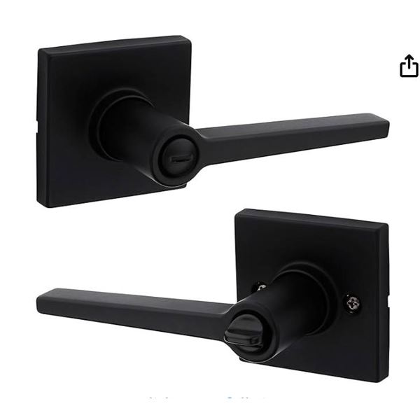 Weiser Daylon Matte Black Door Handle, Reversible Privacy Lever, Interior Door Handles