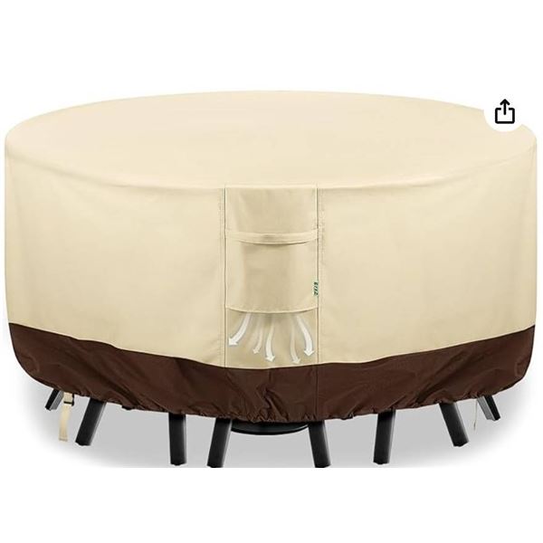 Round Patio Furniture Covers, Waterproof for Patio Table & Chair Sets, UV-Resistant Fade-Proof Prote